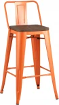 Стул полубарный Stool Group TOLIX WOOD со спинкой оранжевый глянцевый УТ000001860