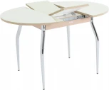 Стол Ривьера СВ D90, Стекло, Дуб выбеленный/Молочный, 5, Аврора