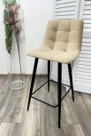 Полубарный стул CHILLI-QB бежевый #5, велюр / черный каркас (H=66cm)