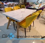 Стол SFL140 стекло мрамор белый глянец/опоры дуб монтана (2 уп.) Dikline 00-00061831