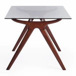 Стол VIBORG (mod. T-379G) Темный орех (HN GLAZE) (дерево гевея, стекло)