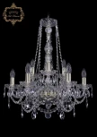 Подвесная люстра Art Classic 11.25 11.25.6+3.200.h-66.Gd.Sp (220V, хрусталь, на цепи, подсвечник, свеча)