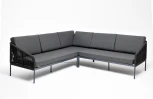 "Канны" диван модульный плетеный из роупа, каркас алюминий темно-серый (RAL7024), роуп темно-серый круглый, ткань темно-серая 4SIS арт.УТ-00004563