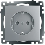 Розетка с заземлением и шторками (серебро) Stekker Катрин 39582