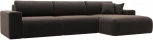 Диван угловой Лига-036 НПБ Классик Лонг правый угол (Коричневый/Велюр) Лига Диванов арт.121394
