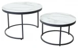 Журнальный столик Эрвин (комплект) Белый мрамор, стекло/ каркас графит
