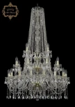 Подвесная большая люстра Art Classic 11.12 11.12.16+8+4.300.3d.h-130.Gd.Sp (220V, хрусталь, на цепи, подсвечник, свеча)