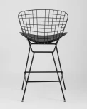Стул полубарный Stool Group с низкой спинкой Bertoia черный с черной подушкой УТ000004222