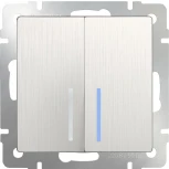 Выключатель двухклавишный проходной с подсветкой (перламутровый рифленый) Werkel W1122113 (a051174)