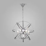 Подвесная люстра Wi-Fi Eurosvet Santi 60139/6 хром (220V, управление смартфоном, голосовое управление, умный дом - Minimir Home, Алиса, Маруся, Салют, на цепи, шар)