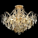 Потолочная люстра на штанге Crystal Lux ESMIRALDA PL6 GOLD (220V, подвески, листья)