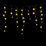 Гирлянда Бахрома 3,1 x 0,5 м Тепло-Белая с Мерцанием Белого Диода 220В, 150 LED, Провод Черный ПВХ, IP54