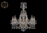 Подвесная люстра с хрустальными подвесками Art Classic 11.21 11.21.12.200.XL-68.Gd.Sp (220V, на цепи, подсвечник, свеча)