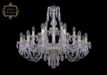 Подвесная большая люстра Art Classic 11.24 11.24.12+6+3.300.Gd.V7010 (220V, хрусталь, на цепи, подсвечник, свеча)