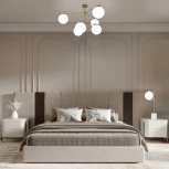 Потолочная люстра Wi-Fi на штанге Eurosvet Marbella 60147/6 латунь (220V, управление смартфоном, голосовое управление, умный дом - Minimir Home, Алиса, Маруся, Салют, шар)