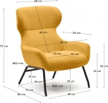 Belina Кресло из горчичной ткани букле и стали с черной отделкой La Forma (ex Julia Grup) арт.178034