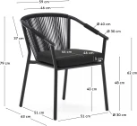 Xelida Садовый стул из алюминия и черного шнура La Forma (ex Julia Grup) арт.157315