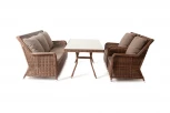 Обеденная группа из искусственного ротанга, цвет коричневый 4SIS Гляссе GS3C2СT-4-SET brown