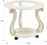 Стол журнальный Грация (С) на колесах слоновая кость/золото от фабрики Mebelik