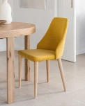 Rosie Стул из горчичной синели с ножками из массива ясеня La Forma (ex Julia Grup) арт.148342