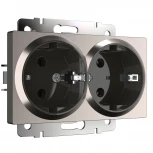 Розетка двойная с заземлением (глянцевый никель) W1172002 (a051095)