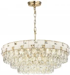 Подвесная люстра большая Odeon Light Chessi 5076/21 золото/прозрачный/белый/металл/хрусталь/алебастр E14 21*40W (220V, на цепи)