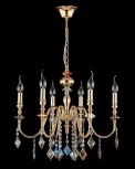 Подвесная люстра Crystal Lux MERCEDES SP6 GOLD/COLOR (220V, на цепи, свеча)