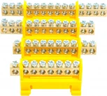 Шина заземления на изоляторе на DIN-рейку 12 выводов (желтый) Stekker 49564