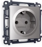 Комплект механизма Ambrella Volt электрической розетки ALFA MA507010 Сталь матовый с заземлением и шторками 2P+E 16A-250V QUANT