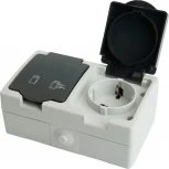 Розетка двойная с заземлением и защитной крышкой (серый,графит) Stekker Велена 32754