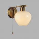Бра с выключателем сонетка Lumion Carmela 8278/1W латунь/белый, металл/стекло Е14 1*40W 220V