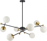 Потолочная люстра на штанге Lumion Melody 6581/8 черный, золотой/белый металл /стекло E14 8*40W 220V