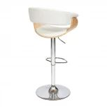 Барный стул VIMTA (mod.4021S) белый/натуральный/хром (металл/дерево/экокожа)