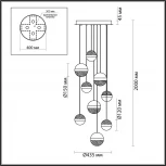 Подвесная люстра каскадная Odeon Light Roni 5037/84L ант.бронза/никель/прозрачн/молочный/металл/акрил LED 84W 4000K 4800лм