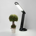 Офисная настольная лампа с беспроводным ЗУ складываемая Eurosvet Action 80428/1 черный (LED, 220V, диммер, сенсорный выключатель)