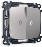 Комплект механизма Ambrella Volt 2-клавишного выключателя с подсветкой 5600K OMEGA MO504015 Сталь матовый QUANT