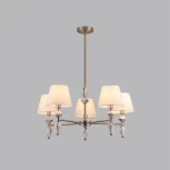 Потолочная люстра на штанге 8274/5 никель/белый/серый, металл/керамика/ткань Е14 5*40W 220V