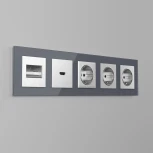 Накладка для двойной розетки Еthernet RJ-45 (серебряный рифленый) Werkel W1191109 (a051350)