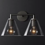 Бра Rh Utilitaire Funnel Shade Double Sconce Black ImperiumLoft 44,546 (123266-22) (220V)
