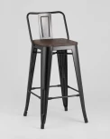 Стул полубарный Stool Group TOLIX WOOD со спинкой черный глянцевый УТ000000843