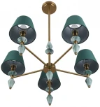 Потолочная люстра на штанге Lumion Vermont 8275/5 латунь/зеленый, металл/керамика/ткань Е14 5*40W 220V