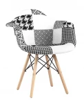 Кресло Stool Group Eames DSW пэчворк черно-белое УТ000002350