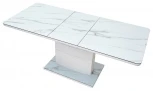 Стеклянный стол M-City ALTA 140 GREY-WHITE MARBLE/ WHITE глазурованное стекло