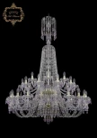 Подвесная большая люстра Art Classic 11.24 11.24.20+10+5.400.2d.XL-158.Gd.V7010 (220V, хрусталь, на цепи, подсвечник, свеча)