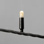 Гирлянда Нить 10м тепло-белая с мерцанием белого диода 24В, 100 LED, провод черный каучук 2,3мм, IP65 Laitcom ECO100BLW-1-1WW
