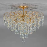 Люстра потолочная на штанге Crown 1113/7PL E27*60W White/Gold (220V, хрусталь, круглые)