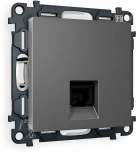 Комплект механизма Ambrella Volt компьютерной розетки ALFA MA662010 Антрацит серый RJ-45(8P8C) CAT6 с защитной шторкой QUANT