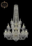 Подвесная большая люстра Art Classic 11.23 11.23.16+8+4.300.3d.h-128.Gd.Dr (220V, хрусталь, на цепи, подсвечник, свеча)