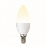 Лампочка светодиодная свеча белая E14 6W 3000K Uniel LED-C37-6W/WW/E14/FR/MB PLM11WH