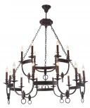 Подвесная большая люстра Crystal Lux Suerte BROWN SP12+6 (220V, на цепи, подсвечник, свеча)